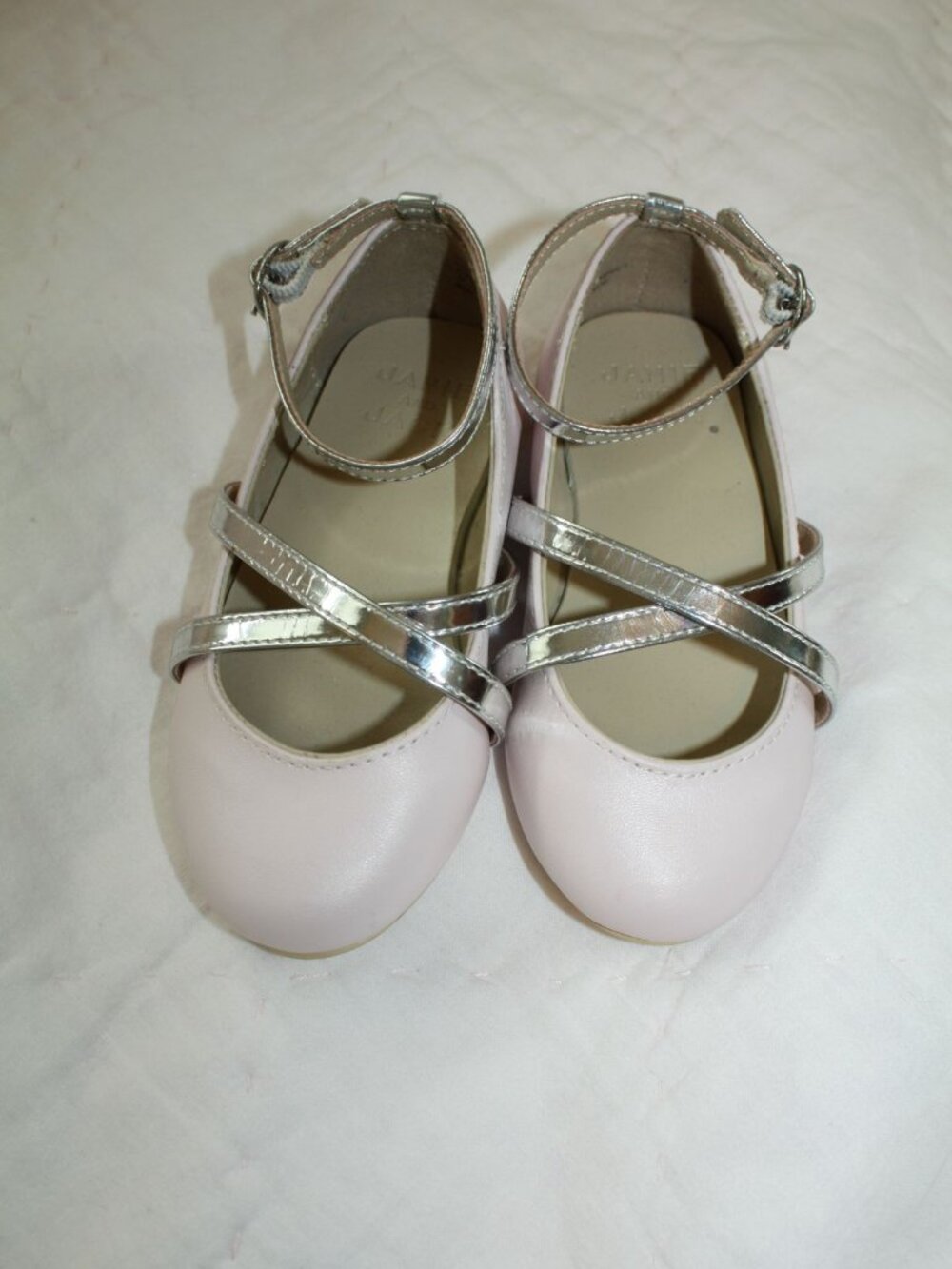 Janie and Jack Pink and Silver Ballet Flats Size 8 Wedding Party Easter Holiday